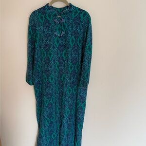 Vintage Paisley Maxi Dress Blue and Green